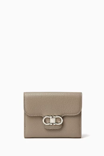 Double Gancio Wallet in Calf Leather