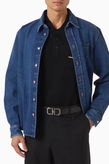 Reversible Gancini Belt in Calfskin