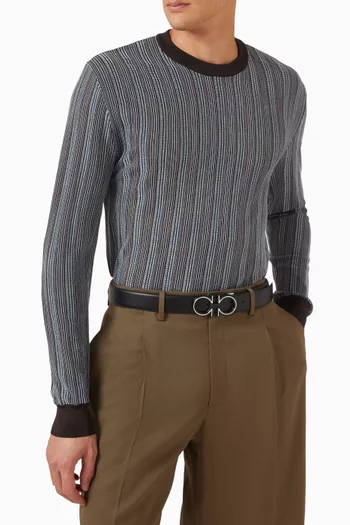 Double Gancini Belt in Calfskin