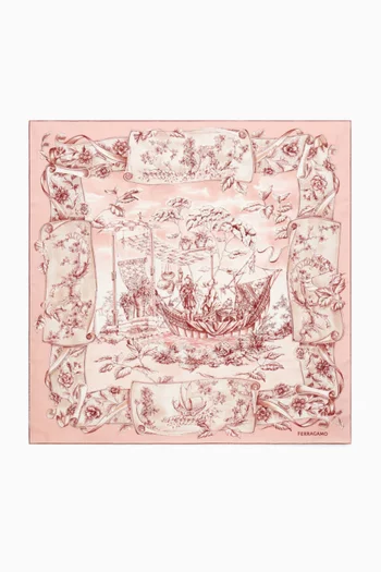 Voyage-print Scarf in Silk