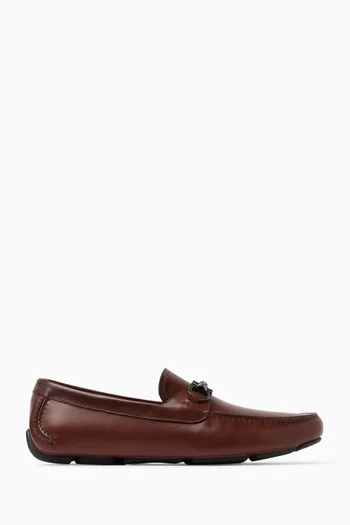 Gancini Ornament Driver Loafers in Leather