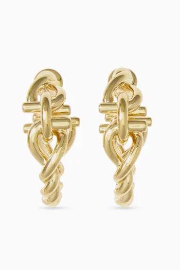 Gancini Twisted Chain Earrings in Brass