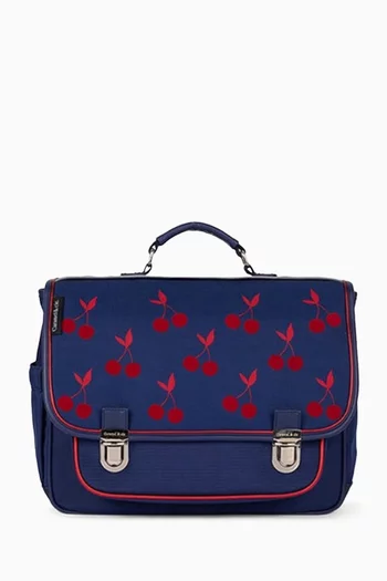 Velvet Cherries Schoolbag in Canvas
