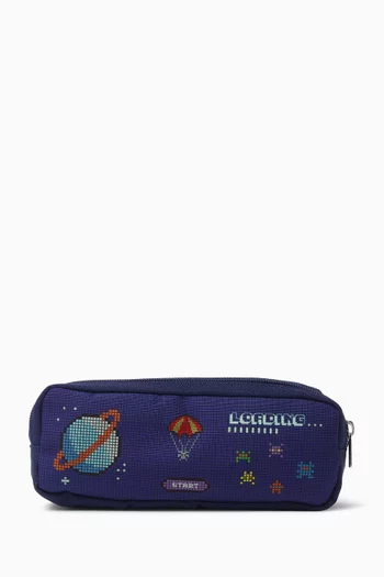 Pixel Art Double Pencil Case in Canvas