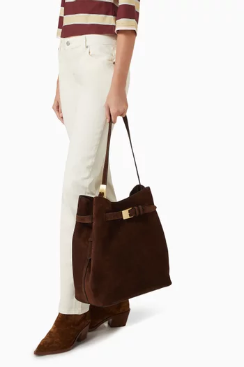 Medium Belt Tote Bag in Suede
