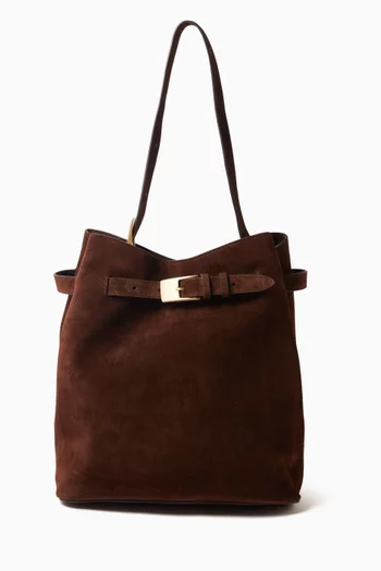 Medium Belt Tote Bag in Suede