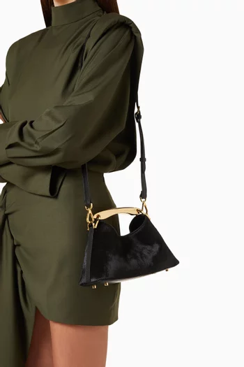 Mini Boomerang Top-handle Bag in Pony Leather