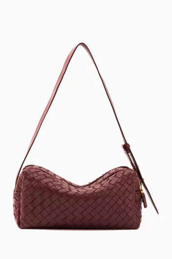 Trousse Woven Shoulder Bag in Leather