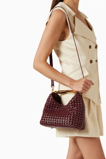 Small Boomerang Woven Bag in Leather