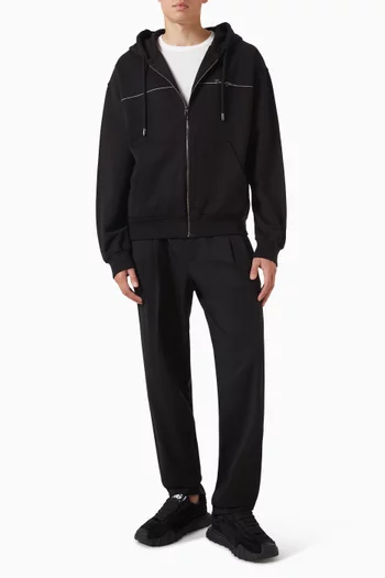 Satin-edge Hoodie in Cotton
