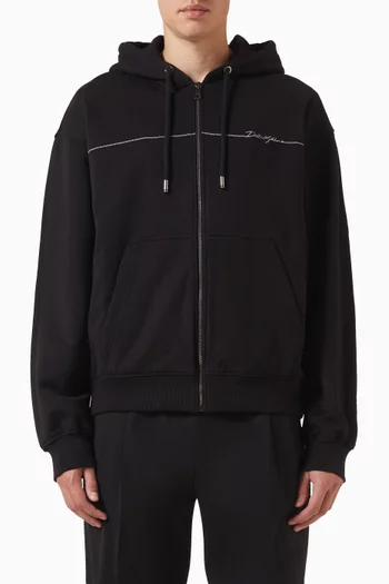 Satin-edge Hoodie in Cotton