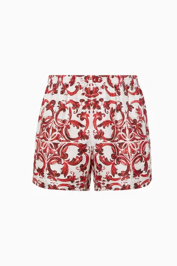 Majolica-print Boxer Shorts in Silk