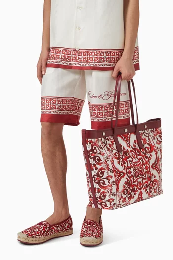 Atene Majolica-print Shopping Bag in Canvas