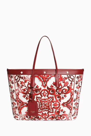 Atene Majolica-print Shopping Bag in Canvas
