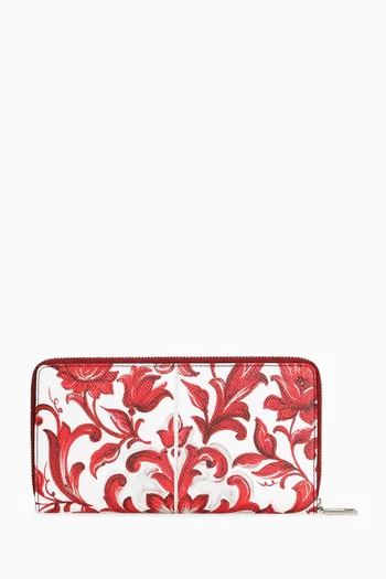 Majolica-print Wallet in Calfskin