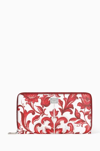 Majolica-print Wallet in Calfskin