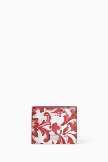Majolica-print Wallet in Calfskin
