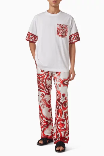 Majolica-print Vanity Pants in Silk-twill