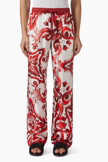 Majolica-print Vanity Pants in Silk-twill