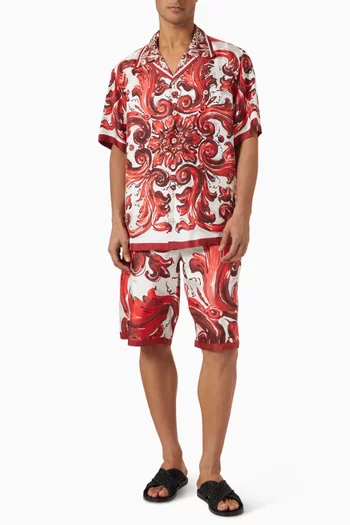 Majolica-print Hawaii Shirt in Silk-twill