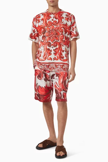 Majolica-print Vanity Bermuda Shorts in Silk-twill