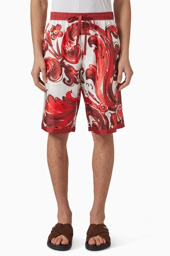 Majolica-print Vanity Bermuda Shorts in Silk-twill