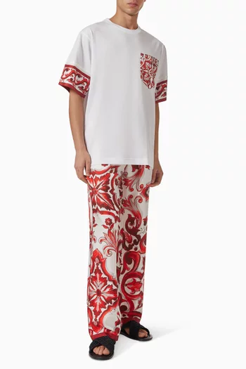 Majolica-print T-shirt in Cotton-silk Blend