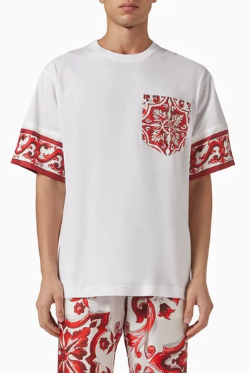 Majolica-print T-shirt in Cotton-silk Blend