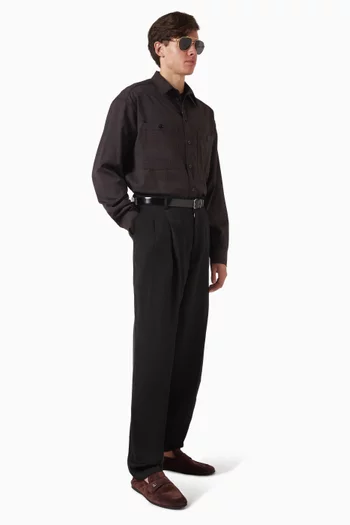 قميص بنقشة مربعات مزيج صوف