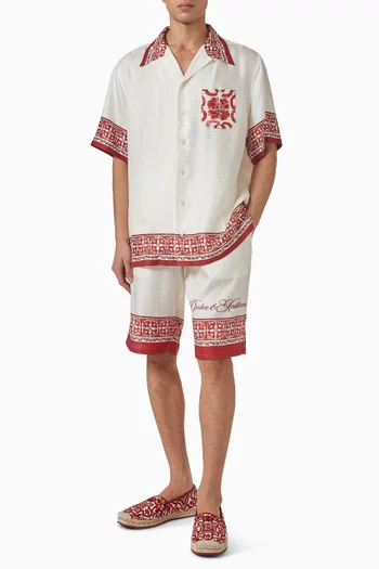 Majolica-print Vanity Bermuda Shorts in Jacquard Silk-twill