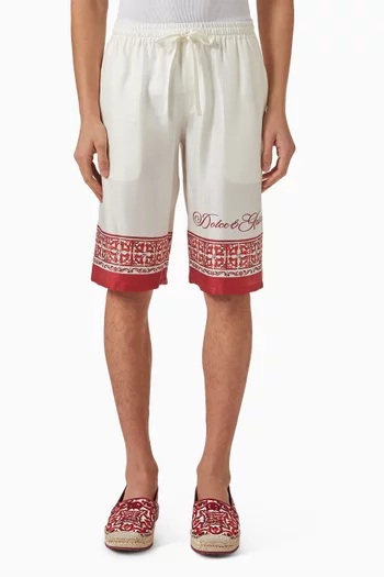 Majolica-print Vanity Bermuda Shorts in Jacquard Silk-twill