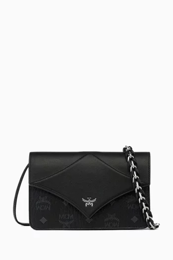 Mini Diamond Crossbody Bag in Visetos Canvas & Leather