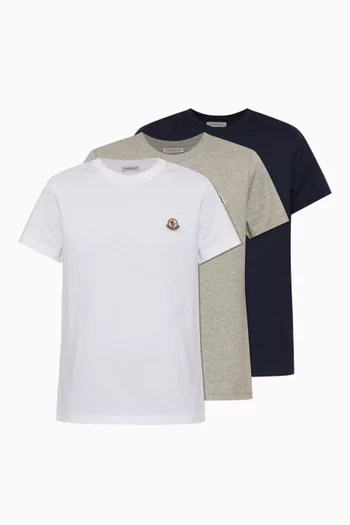 Logo Patch T-shirt in Cotton, Set of 3