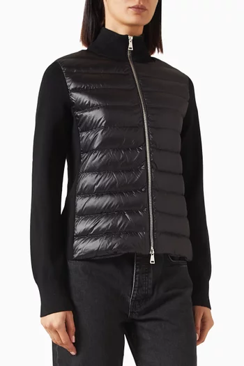 Padded Zip-up Cardigan in Wool