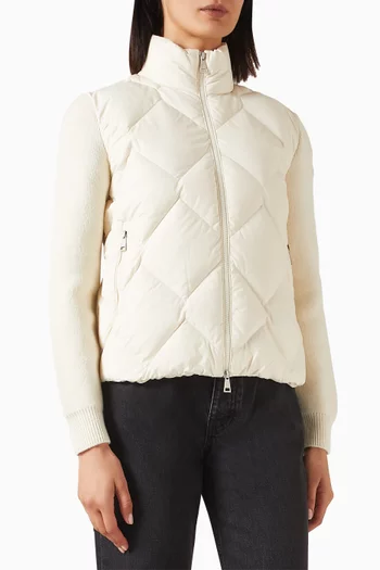 Padded Zip-Up Cardigan in Wool-cashmere