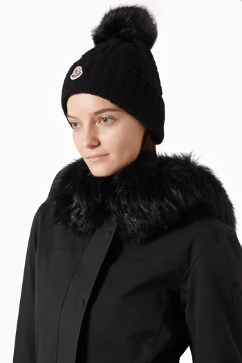 Pompom Beanie in Wool Blend