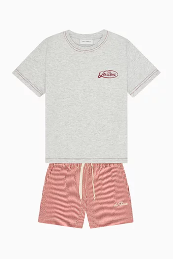 Striped Swim Shorts in Seersucker