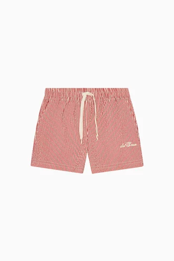 Striped Swim Shorts in Seersucker
