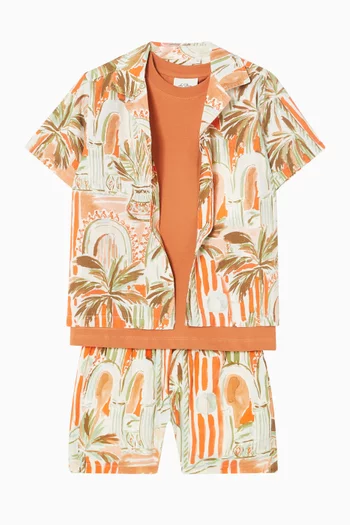 Palm-print Shirt in Organic Cotton