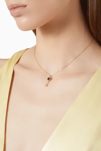 Key of Love Amethyst Necklace in 18kt Yellow Gold