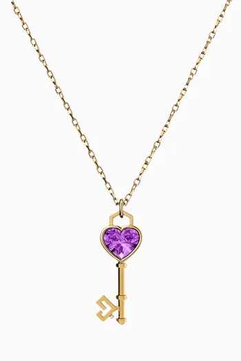 Key of Love Amethyst Necklace in 18kt Yellow Gold