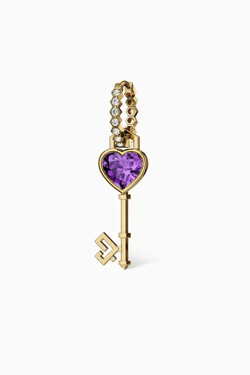 Key of Love Single Hoop Earring in 18kt Yellow Gold