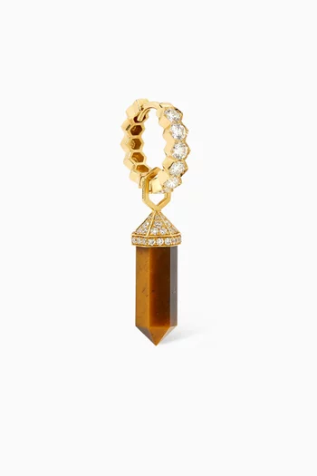 Chakra Tiger's Eye Single Small Earring in 18kt Yellow Gold