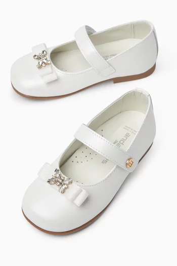 Butterfly Crystal Ballerina Sandals in Leather