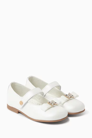 Butterfly Crystal Ballerina Sandals in Leather