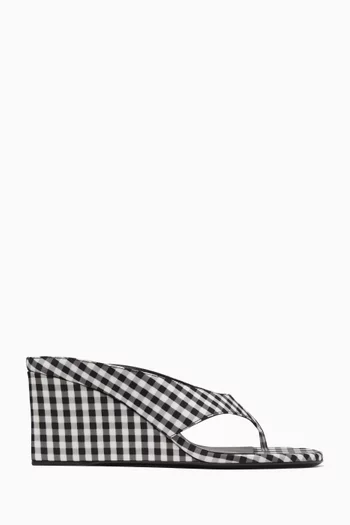 Cube 75 Thong Mules in Vichy Print