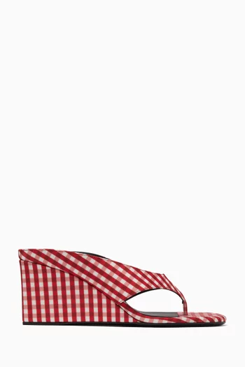 Cube 75 Thong Mules in Vichy Print