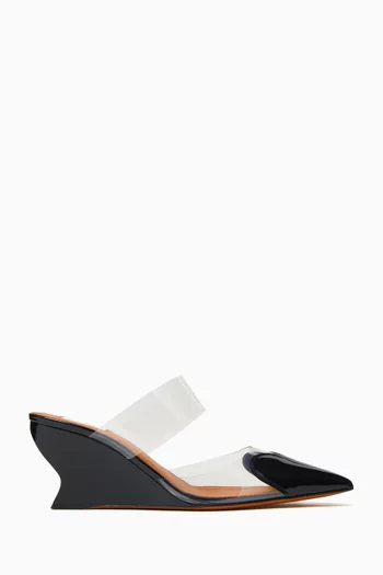 Heart 60 Mules in Plexi & Patent Calfskin