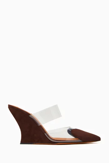 Heart 90 Mules in Plexi & Suede