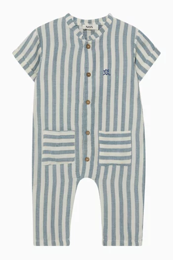 Striped Muslin Romper in Organic Cotton